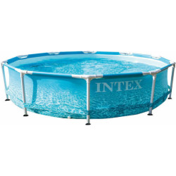 Intex Beachside Metal Frame Πισίνα PVC με Μεταλλικό Σκελετό & Αντλία Φίλτρου 305x305x76εκ.